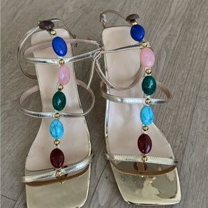 Elegant Multi-Color Gemstone Sandals